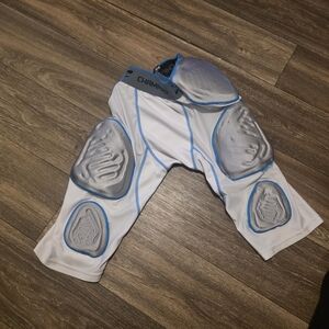 White Padded Football Girdle with Blue Trim - Adult Large